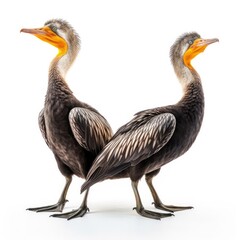 Double-crested cormorant bird isolated on white. Generative AI