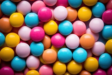 Obraz premium Photo of bright colored candy, shot top down. AI generated