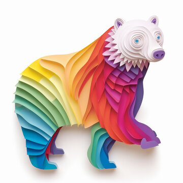 Rainbow polar bear. Generative Ai Illustration