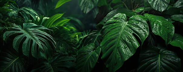 Naklejka na ściany i meble Tropical leaves. AI generative