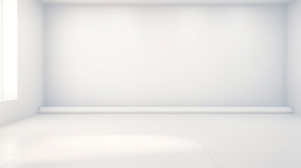 empty white room with white wall and sunlight falling from the window. Generative Ai. 