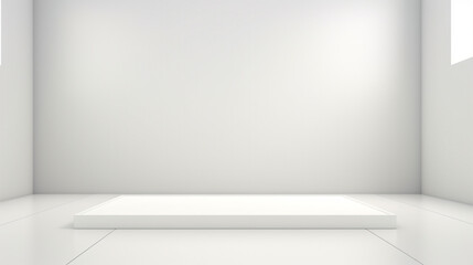 empty white room with white wall with diffused light from the window. Generative Ai. 
