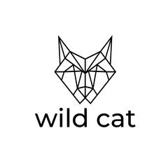 wild cat head simple vector illustration in geometric style