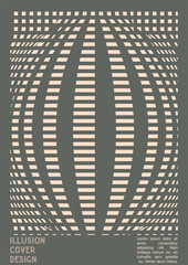 Geometrical Poster Design with Optical Illusion Effect.  Modern Psychedelic Cover Page Collection. Brown Wave Lines Background. Fluid Stripes Art. Swiss Design. Vector Illustration for PLacard.