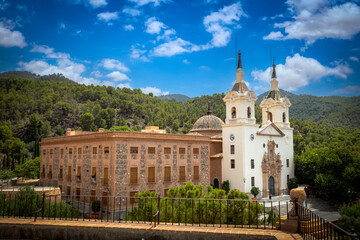 Fototapeta premium General view of the Sanctuary of La Fuensanta in the Natural Park of El Valle, Murcia, renaissance, baroque and neoclassical style