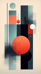 Minimalist Abstract Composition with Clean Lines and Limited Color Palette AI Generated