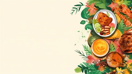 Brazilian food. Web banner with copy space. Generative AI