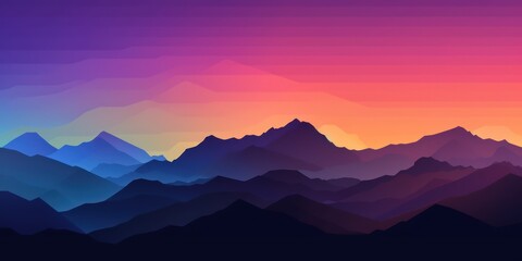Pastel Yellow Abstract Landscape with Mountains and Evening Sky AI Generated