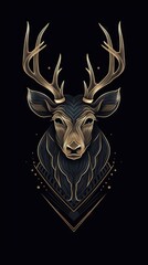 Minimalist Deer on Dark Background AI Generated