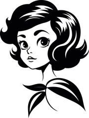 portrait of beautiful girl with a hairstyle, a woman in profile, isolated outline silhouette - vector illustrations set