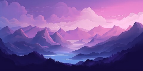 Crisp and Clean Lines: Latte Sky, Mountains, and Clouds AI Generated