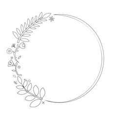Floral round frame vector illustration