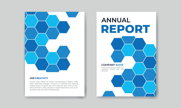 Abstract triangle annual report blue and white background  A4 size book cover template,
