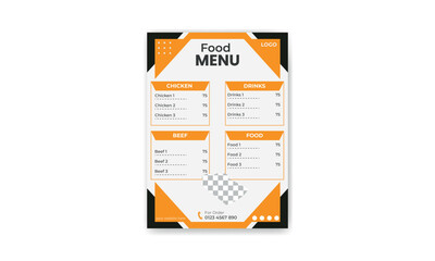 simple restaurant food menu template.