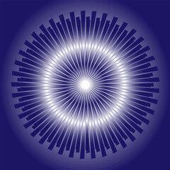 Abstract vector pattern in the form of geometric shapes arranged in a circle on a blue gradient background