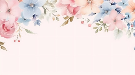Water Color Pastel Flower and bloom, Wedding decorative perfect rectangle frame border
