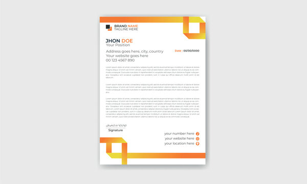Gradient color business letterhead template, Abstract stylish design.