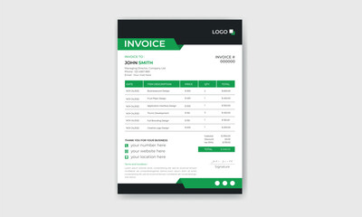 Creative corporate invoice template vector. business bill payment agreement design template.