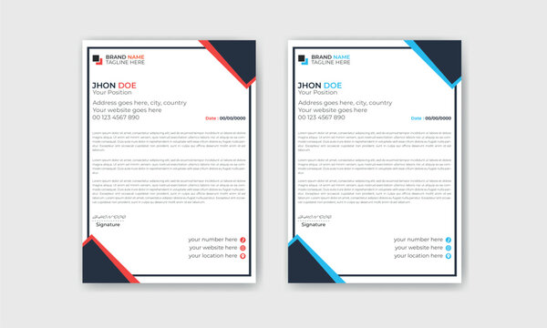 Clean and professional corporate company business letterhead template design set.