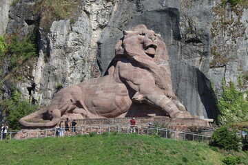 Fototapeta na wymiar Le lion de Belfort, sculpture de Bartholdi, ville de Belfort, territoire de Belfort, France