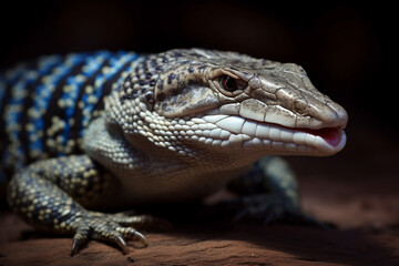 Naklejka premium Close up of a blue exotic lizard 