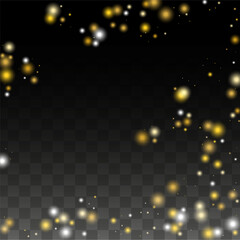 Gold Glitter Vector Texture on a Black. Golden Glow Pattern. Golden Christmas and New Year Snow. Golden Explosion of Confetti. Star Dust. Abstract Flicker Background with a Party Lights Design.