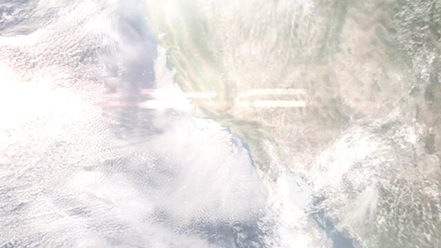 Zoom in from space and focus on Camarillo, California, USA. 3D Animation. Background for travel intro. Elements of this image furnished by NASA
