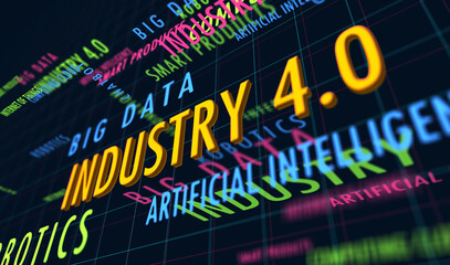 Industry 4.0 revolution kinetic text abstract concept illustration