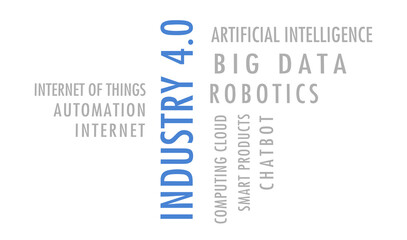 Industry 4.0 revolution kinetic text abstract concept illustration