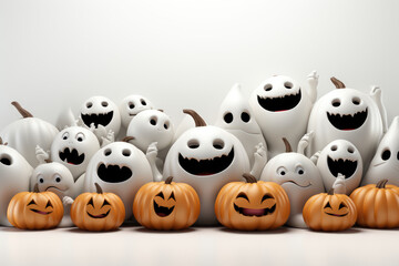 Obraz premium Halloween Design Canvas. White Blank Vertical Sheet Adorned with Festive Halloween Elements