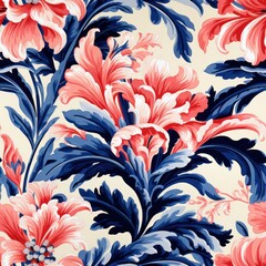 Coral Summer Designer Textile Seamless Pattern AI Generated