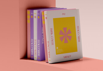Standing Books Cover Mockup 