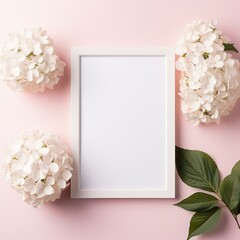 Mockup frame, Flowery Wallpaper Complemented by a Delicate Pastel Mockup Frame. Generative AI