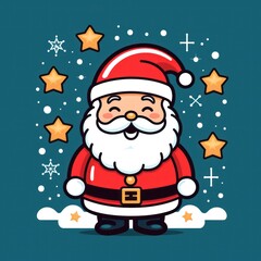 Minimal Christmas Santa Clipart Icon Vector Illustration AI Generated