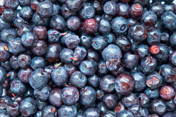 Fresh blueberries. Close up background. View from above