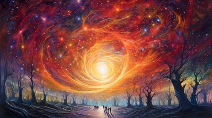 Expansive celestial colorful kaleidoscope