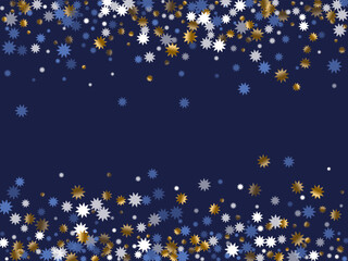 Vibrant Christmas star holiday scatter illustration. Gold blue white sparkle decoration.