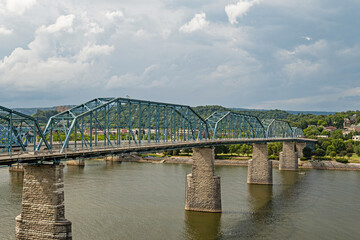 view to Walnut Street Bridge and Tennessee river in Chattanooga