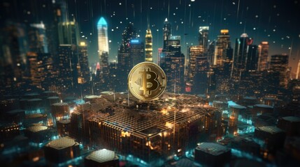 Cryptocurrency and blockchain technology background. Modern financial technologies concept