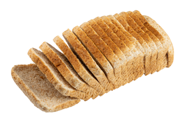 Whole Grain Healthy Sandwich Bread Square Slices Isolated, Supermarket Bread for Toasts, Soft Pieces