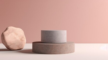 Minimal podium stones, design background. Created with Generative Ai technology.