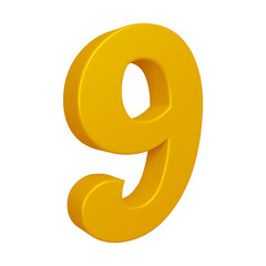 3d golden number 9 design for math, business and education concept 