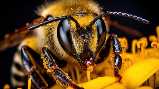 Bee taking nectar from a flower