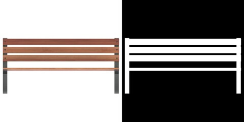 3D rendering illustration of a park bench