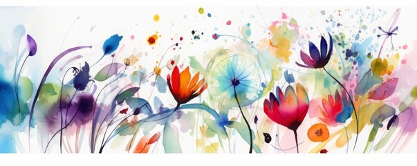 Obraz na płótnie Canvas abstract watercolor flowers background, atercolor Flowers Blossom on a White Background