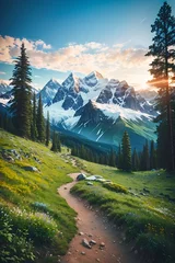 Foto auf Acrylglas Dunkelbraun landscape in the mountains