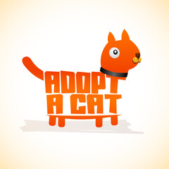 Adopt a Cat, design with Cat shape, adoption message.