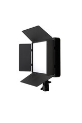 Photo and video lamp isolate on white back. LED lamp with special shutters for the formation of light flux. Photo and video lighting fixture.