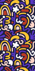 Hand drawn contemporary art collage with abstract shapes. Vector seamless pattern with Scandinavian cut out elements.