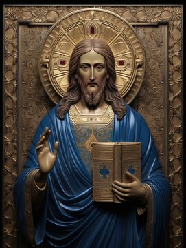 Icon of Jesus Christ, savior of man, messiah, son of god, religious concept, bible, holy spirit.